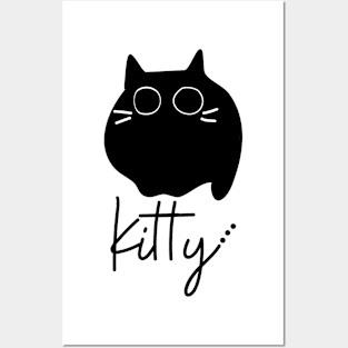 Kitty Fluffy Fat Black Cat Posters and Art